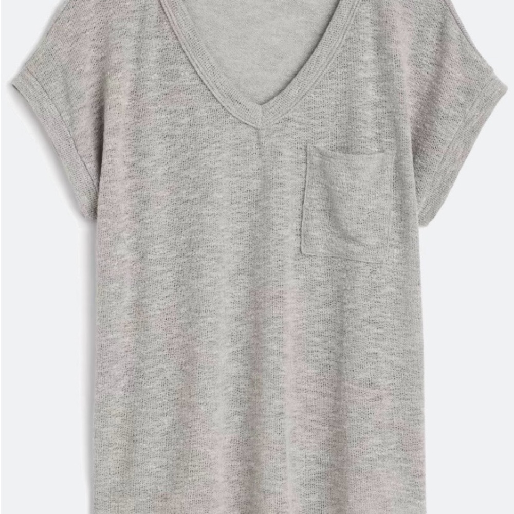 Pink Clover Heather Gray V-Neck Tee